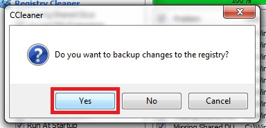 Option to Back Up Registry